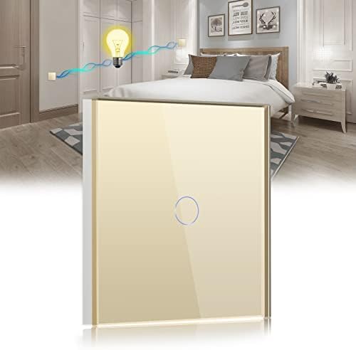 BSEED Touch Light Switch 2 Gang 1 Way, Tempered Glass Panel Light Switches with LED Indicator,Black Touch Sensitive Light Switch-No Neutral Wire 500W