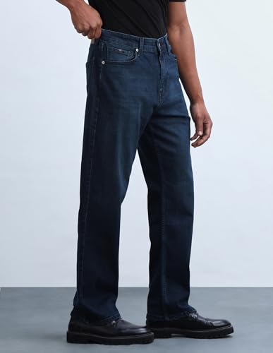 Image of Flying Machine Men's Loose Fit Jeans| Solid | Mid Rise | Stretchable | Jeans for Man