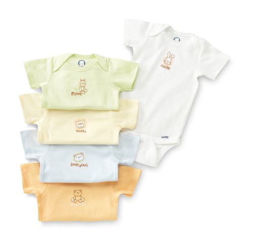 Image of Gerber Unisex Baby 5-Pack Short Sleeve Variety Onesies Bodysuits