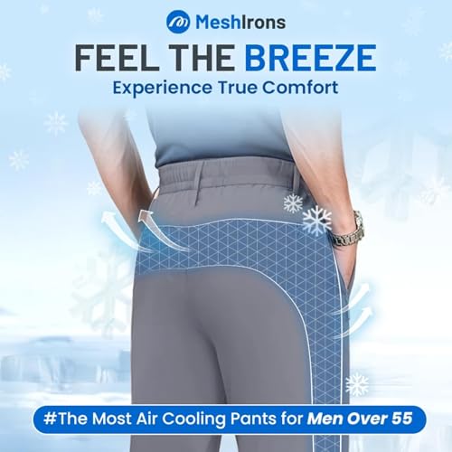 Meshirons - Ice Silk Mesh Panel Casual Pants, Lino Chic Pants for Men, Meshi Rons Pants for Men Over 554