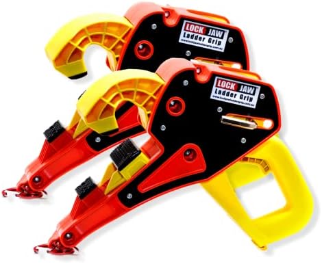 Lock Jaw Ladder Grip (Pair / 2 Units) Ladder Stabilizer, Fits on Gutters in Seconds, Slide Lock, Rolling Safety Device, Ladder Gutter Clip
