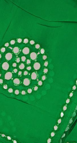 Image of YOUTHQUAKE Plastic Mirror Work Embroidered Chiffon Dupatta for Women & Girls