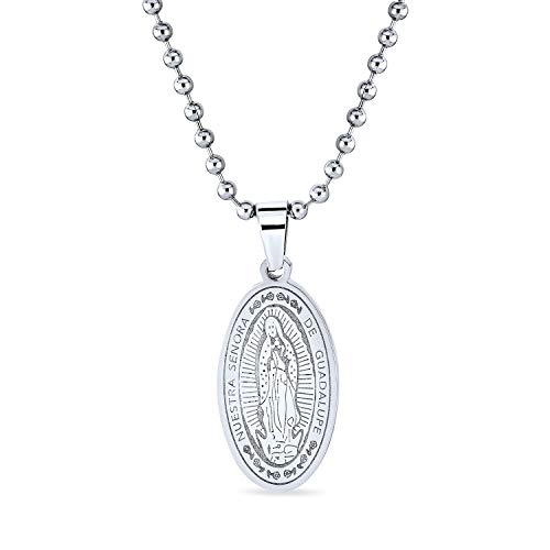 Bling Jewelry Nuestra Señora De Guadalupe Virgen María Medalla Religiosa Mexicana Colgante Ovalado Para Mujeres Hombres De Acero Inoxidable
