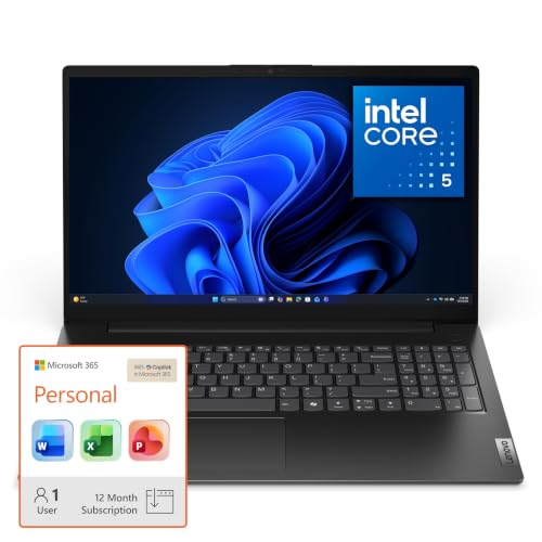 Image of Lenovo V15 Gen 5 Business Laptop - Intel Core 5 210H, 15.6 inch FHD, 16GB RAM, 512GB SSD + Microsoft 365 Personal 12-Month Subscription Bundle