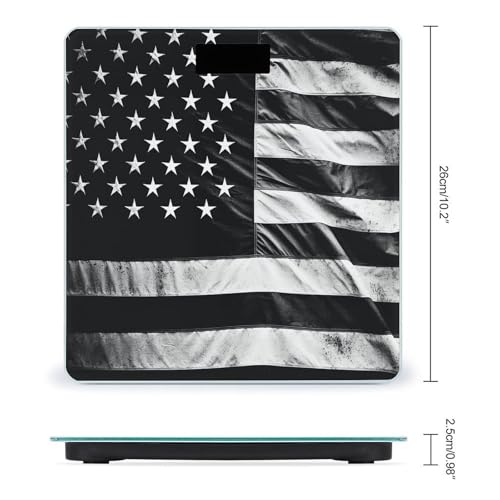 Báscula Digital de Baño con Bandera Americana Blanco y Negro miniatura 2