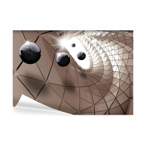 decomonkey Fotomural autoadhesivo con efecto 3D abstracción 441x315 cm XXL Papel pintado autoadhesivo Papel pintado fotográfico adhesivo Esferas modernas Madera marrón