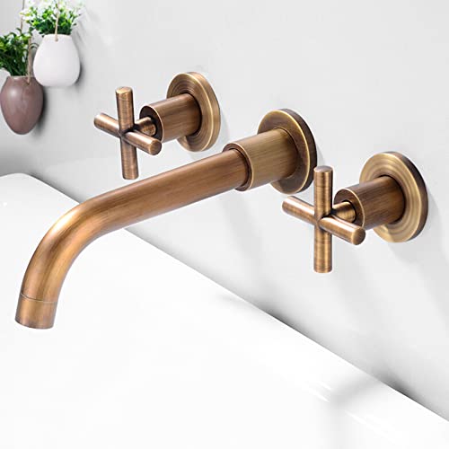 Robinet mural en laiton vintage avec finitions rétro chic pour lavabo de bain nostalgique