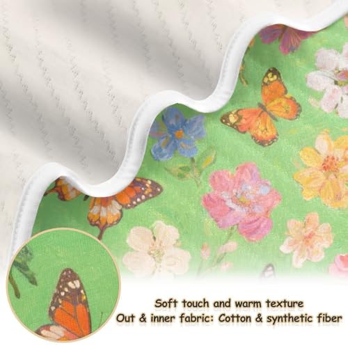 Custom Colorful Flowers and Butterflies Cotton Muslin Swaddle Blankets Cozy Customized Image Blanket for Newborns, Infants, & Toddlers 30x40in cositas para Bebes recien nacidos2