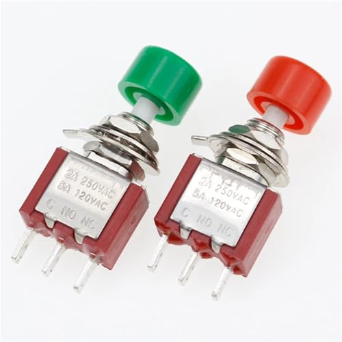 Interrupteur à bascule ON-(ON) 6mm 3 broches rouge pour circuit électrique, lot de 5 pièces