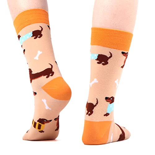 WeciBor Damen Lustige Bunte Socken, 6 Paar Mehrfarbig Dackel, Größe 35-38