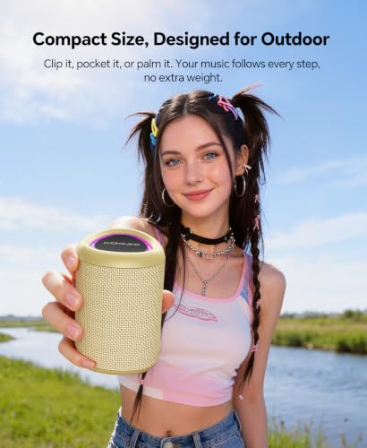 Image of Portable Bluetooth Speaker Beach Essentials: IPX5 Waterproof for Outdoor /Powerful HD Sound /Dynamic Light /All Day Playtime /Wireless BT 5.3 /TWS Pairing, Travel|Camping|Pool Accessorie, School Supplies