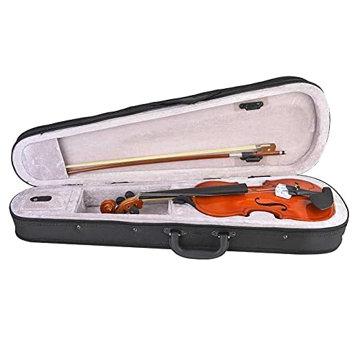 Violino acústico feito à mão, crianças e adultos Kit de violinos para iniciantes Belo estilo retro europeu 1/2 1/4 Conjunto de violino de estudante com arco, colofónia e bolsa portátil,(1/4)