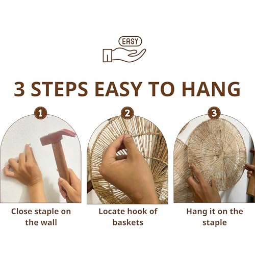 ChumDecor 21.6-Inch Boho Wicker Wall Basket Set – Large Natural Woven Wall Art for Living Room and Bedroom Decor - Image 4