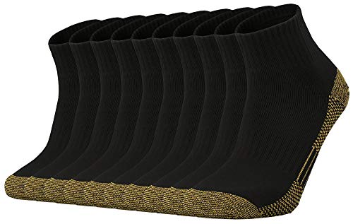 Ortis Cotton Moisture Wicking Mesh Ventilating Performance Running Cushion Low Cut Socks for Men 10 Pack(BlackGold L)