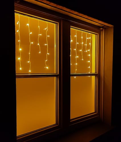 Ambients LED Eisregen Lichtervorhang extra warmweiß mit Timer, 100...