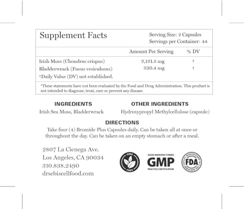 Dr. Sebi's Sea Moss & Bladderwrack Capsules (88 ct, 1,250mg) — view 7