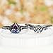 2pcs Vintage Gothic Colorful Crystal Ring for Women, Elegant Floral Knot Black Plated Teardrop Sapphire Engagement Wedding Band Stackable Jewelry Gift for Valentine's Day Birthday (Colorful 8)