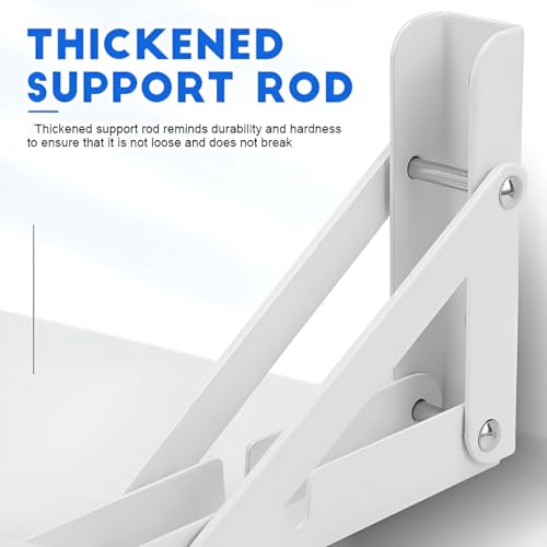 Image of VOLO Pack of 2 Pieces (1 Set ) Heavy Duty Folding Bracket | 150 Kg Load Capacity | Foldable Wall Shelf Bracket | Fold Down Table and Wall Bracket with Fittings | (Mild Steel | White, 20 Inch (500mm))