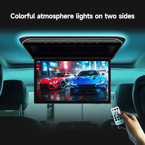 ZBARK 19.5" car Overhead Flip Down Monitor Screen Dispaly 1080P Video HD Digital TFT Screen Wide Screen Ultra Thin Mounted Car Roof Player HDMI IR FM USB SD - Thumbnail 3