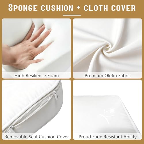 Image of Twin Size Porch Swing Day Bed Cushion Set Include Mattress with Cover,Patio Hanging Daybed Indoor Cushions Set (White, 75 * 39 * 6in)