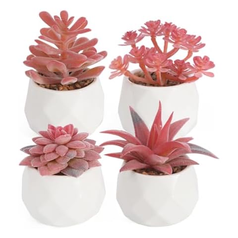 TOOELMON Mini Pink Faux Succulent Plants Cover