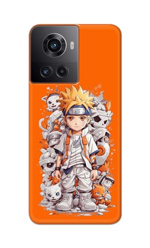 Image of Plastic Printfidaa Printed Hard Back Cover Case For Oneplus 10R 5G 80W | 150W Back Cover (Famous Anime Cartoon Character) -112,Orange