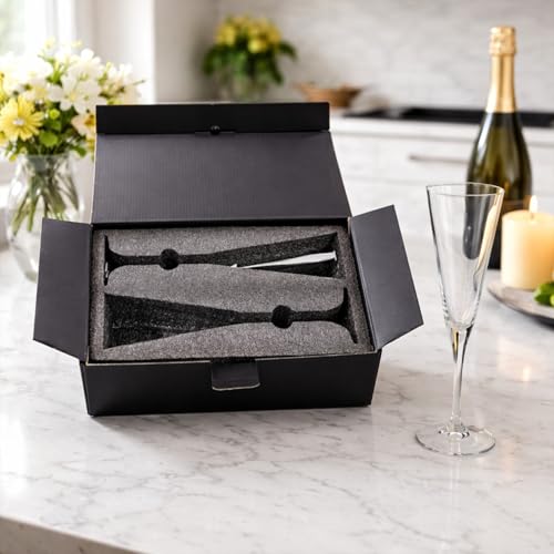 Image of Melbify Aviary Wine Glasses | Set of 2 | 200 ml | Wide Mouth | Luxury | Crystal Wine Glass Set | Luxury Wine Glasses | Fancy Wine Glass Set | Gift Pack