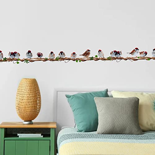 X-Xdaonl WATERCOLOR BIRD ON WIRE WALL DECALS001 Colorful Bird On Tree Vine Wall Decals, Removable Creative Bird Wall Stickers, Lifelike Lovely Birds Decor, Diy Vinyl Art Murals For Boys Girls Kids Bedroom Living Room Nursery Decoration thumb #5
