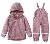 DAWILS Mädchen Regenjacke Regenhose Kinder Zweiteiliger Regenanzug Set Jungen Regenjacken Regenlatzhose Mäntel Baby Matschhose Regenbekleidung Wind- und Wasserdicht Bekleidungsset Liebe 122