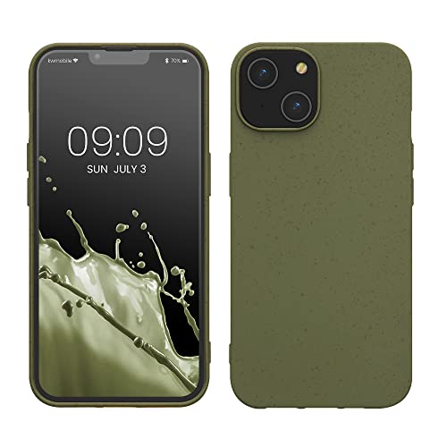 kalibri Coque Compatible avec Apple iPhone 14 - Coque étui de Protection écologique Flexible - Caméra protégée - Vert Olive Cover