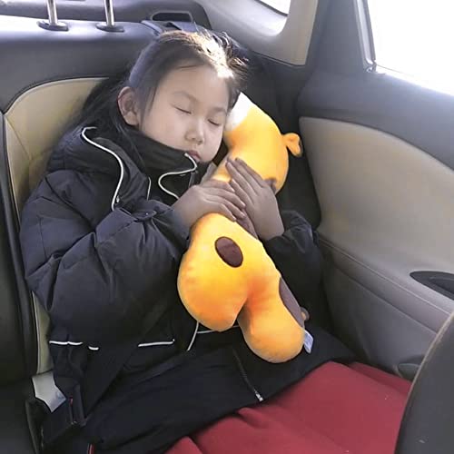 Image of Seat Belt Pillow for Kids, Car Seatbelt Cover Children Rest Sleep Head Support Shoulder Pad Neck Pillow Plush Cartoon Giraffe Cushion