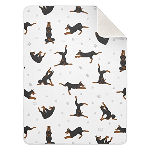 Image of Swaddle Blanket Exercises Doberman Dog Cotton Blanket for Infants, Receiving Blanket, Lightweight Soft Swaddling Blanket for Crib, Stroller, Nursery Blankets, 30 inch X 40 inch, Puppy Multi1