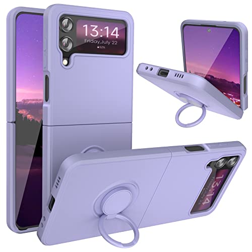 Coque Galaxy Z Flip 4 violette à anneau pour selfies et appels mains libres