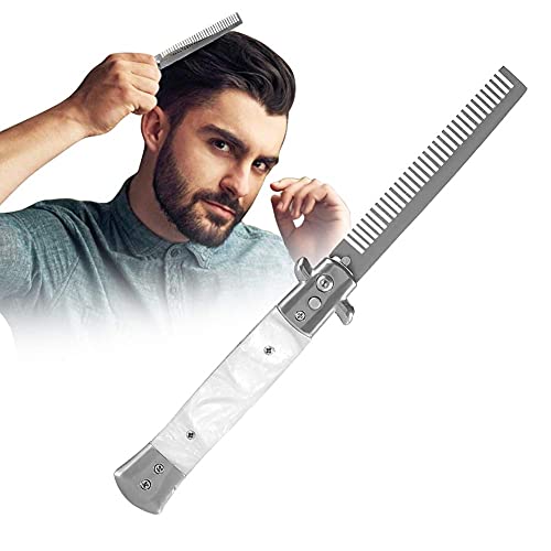 Switchblade Comb ,3Colors Stainless Steel Switchblade Spring Pocket Oil Hair Comb Foldable Hairstyling Brush(WHITE) Switchblade Comb ,3Colors Stainless Steel Switchblade Spring Pocket Oil Hair Comb Foldable Hairstyling Brush(WHITE)