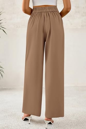Image of CFLONGE Women Wide Leg Dress Pants High Waist Work Trousers Button Pleated Slacks Palazzo Pants Business Casual Outfits
