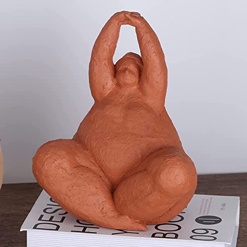 XYQXYQ Fat Lady Figurines Yoga Decor,Woman Sculpture Yoga Figurine Creative Woman Ornament Vintage Home Decoration Room Table Craft Gifts (B)