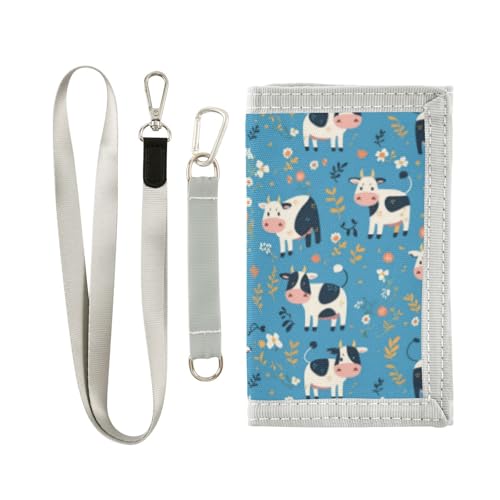 Wusikd Cartoon Cow Leaves Kids Wallet for Boys Girls Cute Toddler Trifold Wallet Novelty Wallet for Teens Women Men