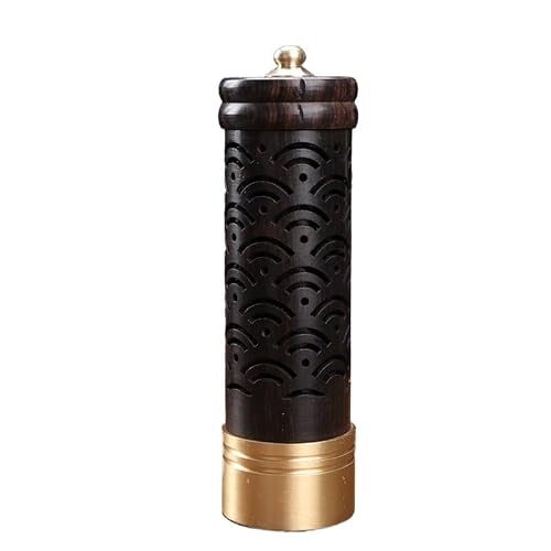 Vamior Vertical Wood Incense Holder Box Brass Ash Catcher Burner for Sticks(A)