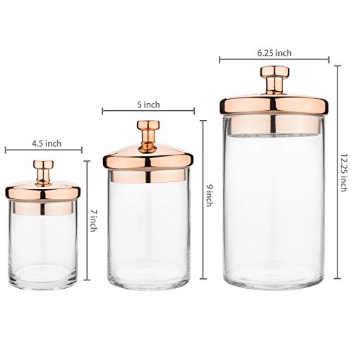 Mygift 6 Piece Clear Glass Apothecary Jar Set With Copper Lid - Decorative Kitchen And Bath Storage Canisters, Wedding Centerpiece Jars, Candy Buffet With Lids #TOP3