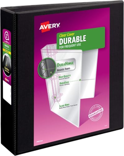Image of Avery(R) Durable View 3 Ring Binder, 2 Inch EZD Rings, 1 Black Binder (09500) (Pack of 12)