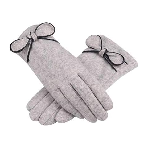 DEBAIJIA Ladies Wool Gloves Super Soft Warm Thermal Thicken Windproof Anti Frostbite Elegant Fashion Touch Screen Texting Lined Mittens Women Cashmere Knit Full Finger Outdoor Gloves Autumn Winter Cover