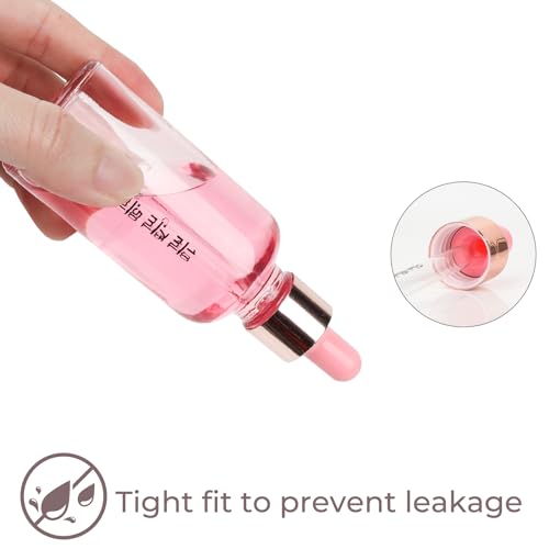 CycleMore 2 oz Pink Glass Dropper Bottles with Glass Scales, 12 Pack Tincture Bottles with Labels and Funnels for Perfumes, Essential Oils & Makeup4