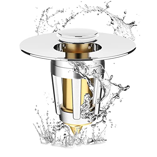 WD&CD Bonde de Lavabo Pop Up Universel 28-45mm, Acier Inoxydable Flitre de Vidange Anti-Bloqué, pour Cuisines et salles de Bain Cover