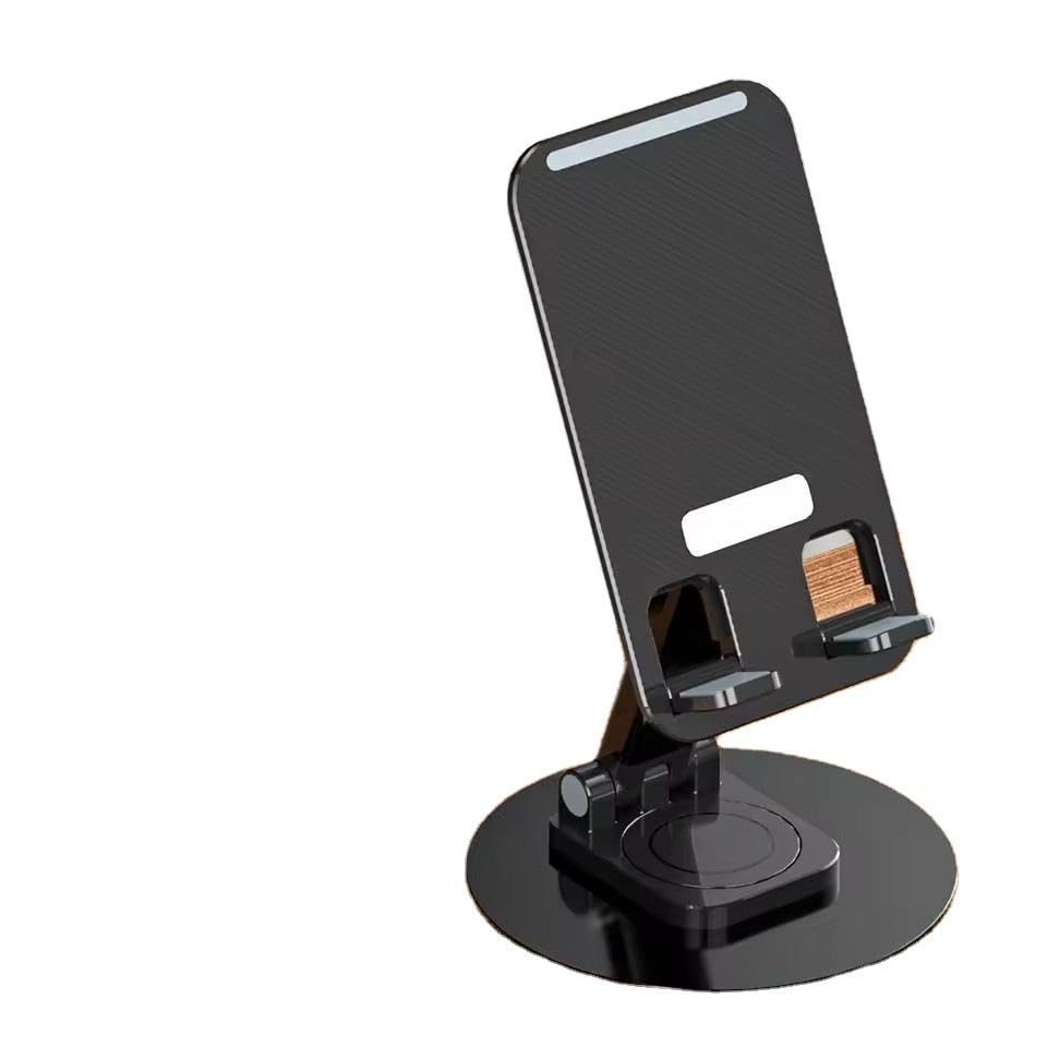360° Rotatable & Foldable Mobile Phone Holder with Metallic Base | Adjustable Height & Angle | Anti-Skid Tabletop Mobile Stand for Smartphones & Tablets | Perfect Home, Office, Bed & Gifting