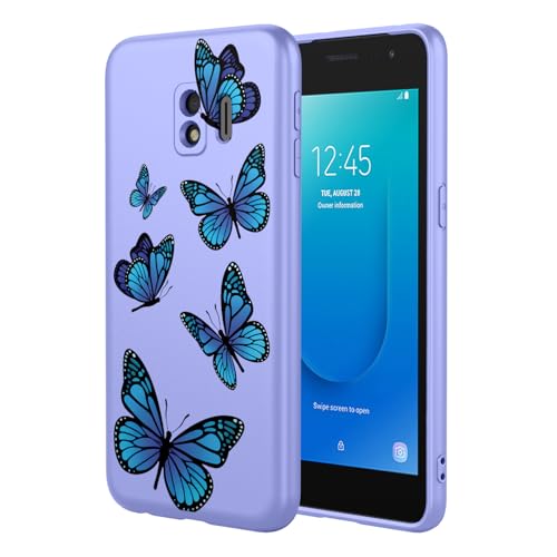 Coque Samsung J2 Core souple en TPU violet avec motif papillon élégant
