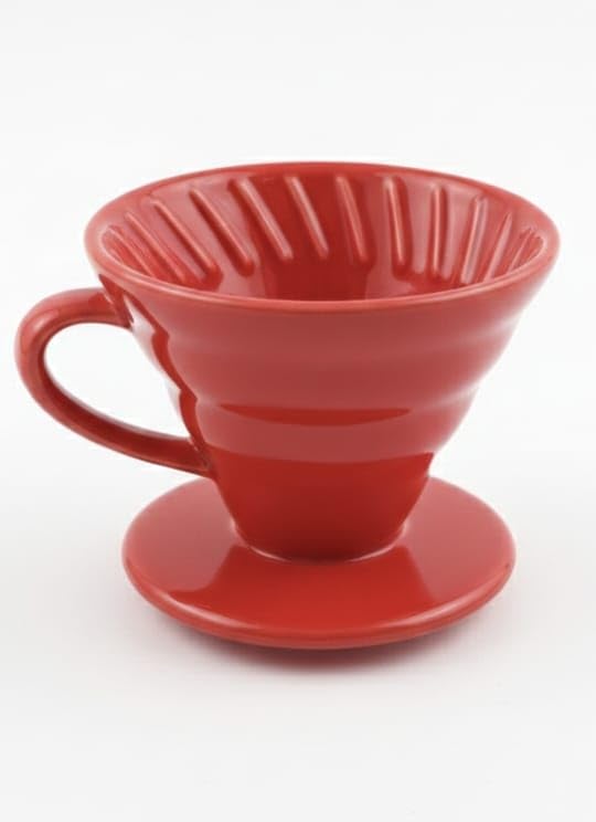 Image of Ceramic Pour Over Coffee Dripper, V60-02-Red, Reusable Coffee Filter Cone for Manual Brewing, Single Cup Coffee Maker,