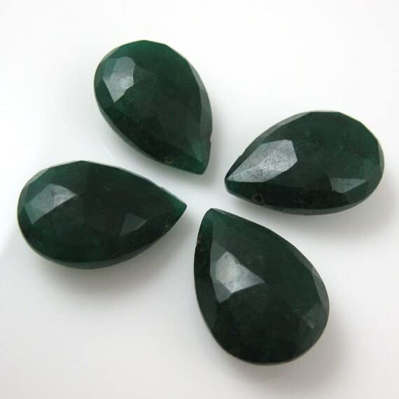 Émeraude teinte en perle briolette poire de 25 mm pour création de bijoux uniques de qualité A