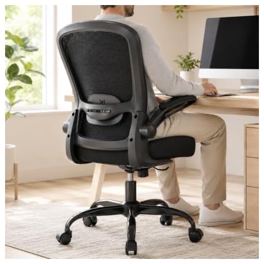 Office Chair, Ergonomic Desk Chair with Adjustable Lumbar Support, High Back Mesh Computer Chair with Flip-up Armrests-BIFMA Passed Task Chairs, Executive Chair for Home Office