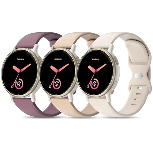 3 Pack Silicone Straps Compatible with Garmin Vivoactive 5 Watch Strap/Vivoactive 6/3/3 Music 20mm Soft Sport band Replacement for Venu Sq 2/Venu/Venu Sq & Forerunner 55/165/245/645