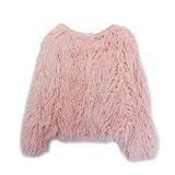 GladiolusA Damen Mantel Winter Warm Faux Fur Kunstfell Jacke Kurz Mantel Pink S